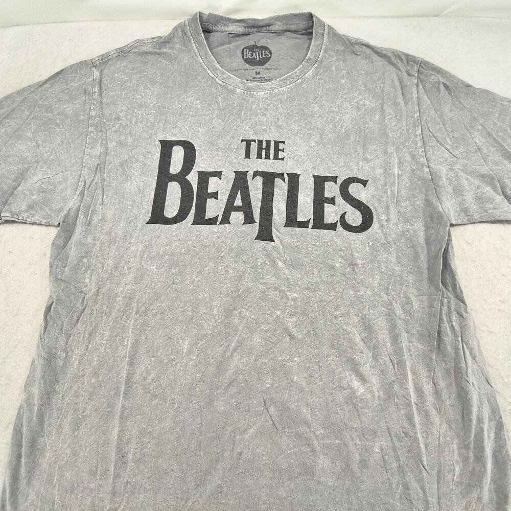 Beatles Band Crew Neck Short Sleeve Graphic Casual Shirt Mens Size Medium M Gray